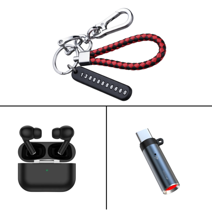 3 in 1 Combo Package - Oneplus Airpods Pro+Type C-Lighter+Number Keyring - Image 1