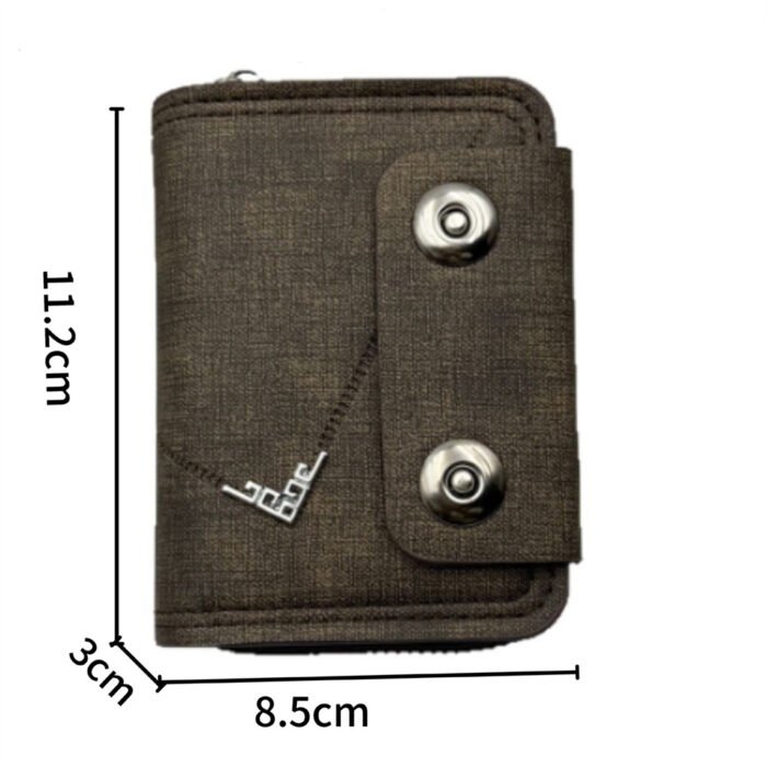 Men’s Short Wallet – Double Buckle, Zipper, Large Capacity PU Leather Purse & Card Holder - Image 4