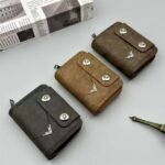 Men’s Short Wallet – Double Buckle, Zipper, Large Capacity PU Leather Purse & Card Holder