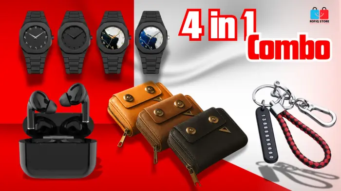 4 in 1 Combo airpods, watch, walet, key ring  package 1100 - Image 1
