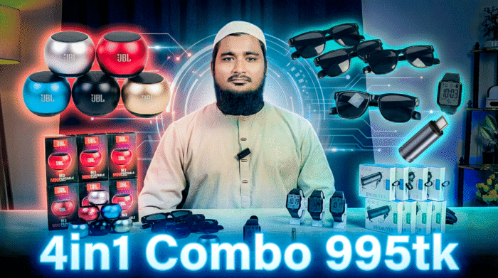 4 in 1 new combo lasika watch, lighter, speaker, sunglass 895 - Image 1