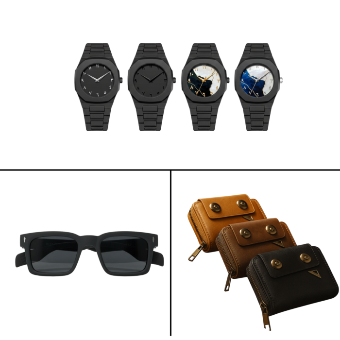3 in 1 Combo Package – Sunglass+Arabic Aura Watch+Card Holder Moneybag - Image 1