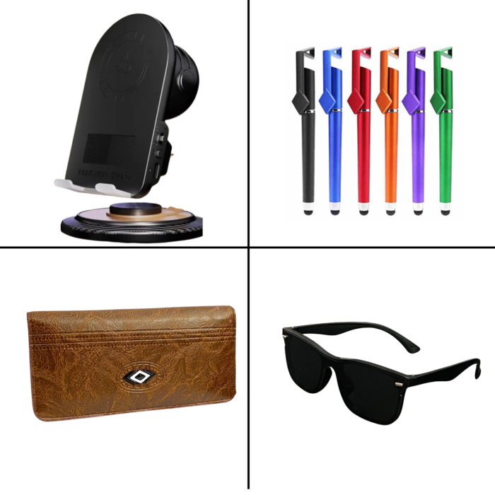 4 in 1 Combo Package - Sensor Speaker Stand+Premium Long Wallet+OneGlass Sunglass+Touch Kolom - Image 1