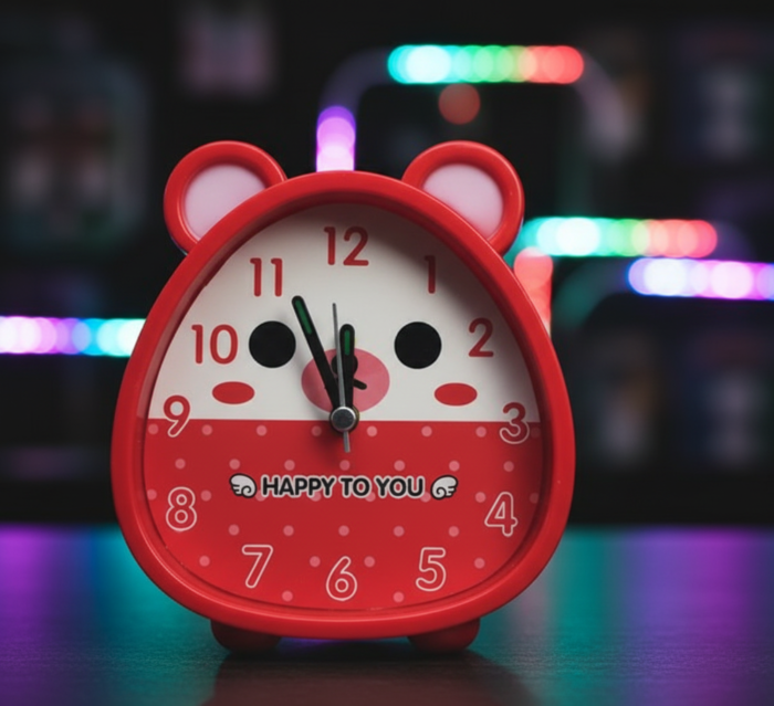Kitty Shape Table Clock with Alarm | Fancy Analog Desk Clock | Cute Desk Clock for Bedroom, Study & Home Decor - Image 1