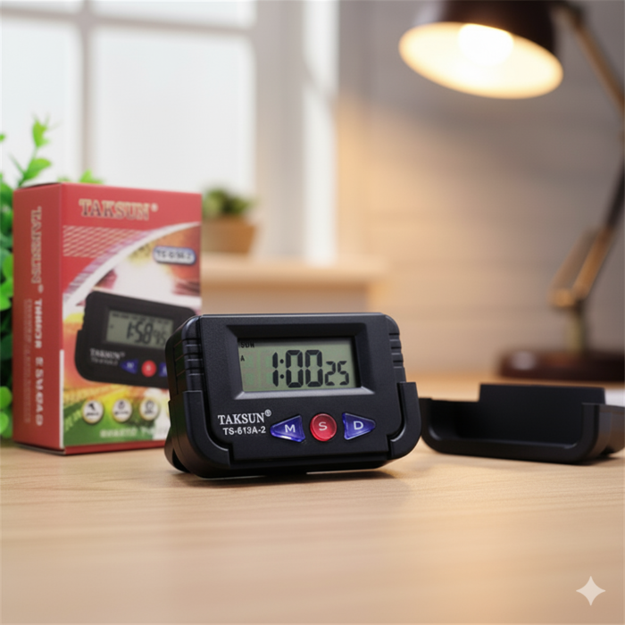 TAKSUN TS-613A-2 Digital Car Dashboard Clock & Desk Timer | Mini LCD Display with Date & Time | Portable Auto Vehicle Electronic Clock | Home Office Compact Timer - Image 1