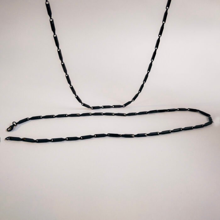 Black Stainless Steel Chain Necklace | Unisex Beaded Long Chain for Men & Women | Trendy Fashion Necklace, Gothic & Hip Hop Jewelry - Image 1