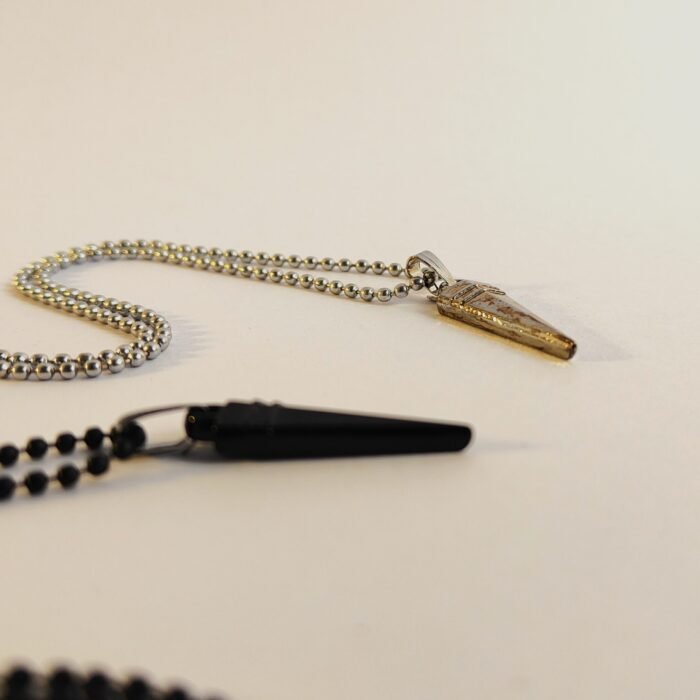 Black Spike Pendant Necklace for Men & Women | Gothic Punk Pendant with Ball Chain | Trendy Black/Silver Spike Necklace - Image 3