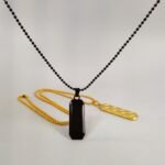Bar Pendant Necklace for Men & Women | Gold & Black Bar Necklace | Minimalist Geometric Pendant with Ball Chain - Image 2