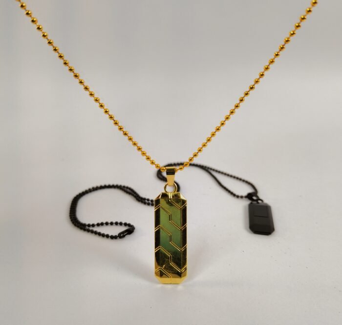 Bar Pendant Necklace for Men & Women | Gold & Black Bar Necklace | Minimalist Geometric Pendant with Ball Chain - Image 3