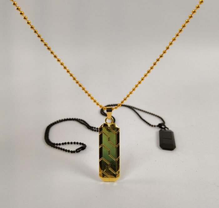 Bar Pendant Necklace for Men & Women | Gold & Black Bar Necklace | Minimalist Geometric Pendant with Ball Chain - Image 3