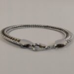 Silver Stainless Steel Hand Chain Link Bracelet for Men & Women | Thick Snake Chain Woven Flat Bracelet - Image 3