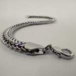 Silver Stainless Steel Hand Chain Link Bracelet for Men & Women | Thick Snake Chain Woven Flat Bracelet - Image 2