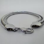 Silver Stainless Steel Hand Chain Link Bracelet for Men & Women | Thick Snake Chain Woven Flat Bracelet