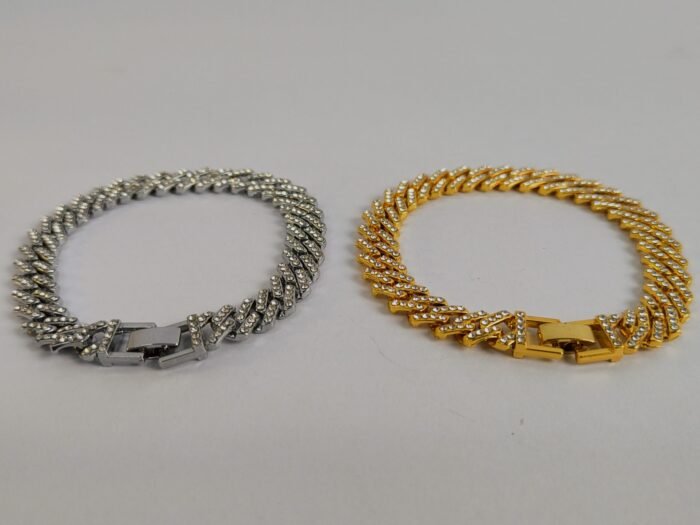 Iced Out Cuban Link Bracelet for Men & Women | Gold & Silver Zircon Bling Bracelet - Image 3