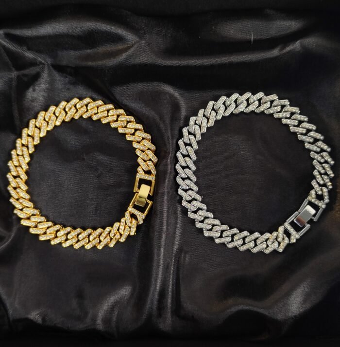 Iced Out Cuban Link Bracelet for Men & Women | Gold & Silver Zircon Bling Bracelet - Image 2