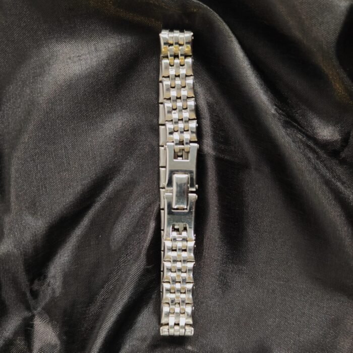 Silver Tone Link Chain Bracelet for Men & Women | Stainless Steel Woven Bracelet - Image 2