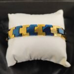 Ceramic Blue Gold Bracelet for Men | Geometric Stainless Steel Masculine Bracelet | Modern Trendy Fashion Jewelry - Image 2