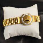 Mercedes-Benz Inspired Gold Tone Luxury Bracelet for Men | Stainless Steel Zircon Car Logo Bracelet - Image 3