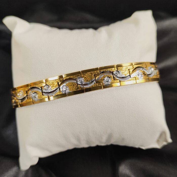 Gold Silver Zircon Bracelet for Women | Luxury Wavy Design Ladies Bracelet | Elegant Party & Wedding Fashion Jewelry - Image 3