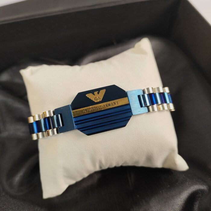 Premium Armani Inspired Men’s Two-Tone Stainless Steel Link Chain Bracelet | Designer Style Fashion Jewelry - Image 3