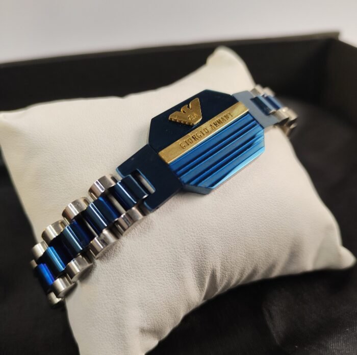 Premium Armani Inspired Men’s Two-Tone Stainless Steel Link Chain Bracelet | Designer Style Fashion Jewelry - Image 1