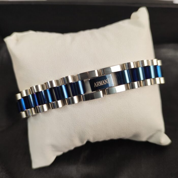 Premium Armani Inspired Men’s Two-Tone Stainless Steel Link Chain Bracelet | Designer Style Fashion Jewelry - Image 2