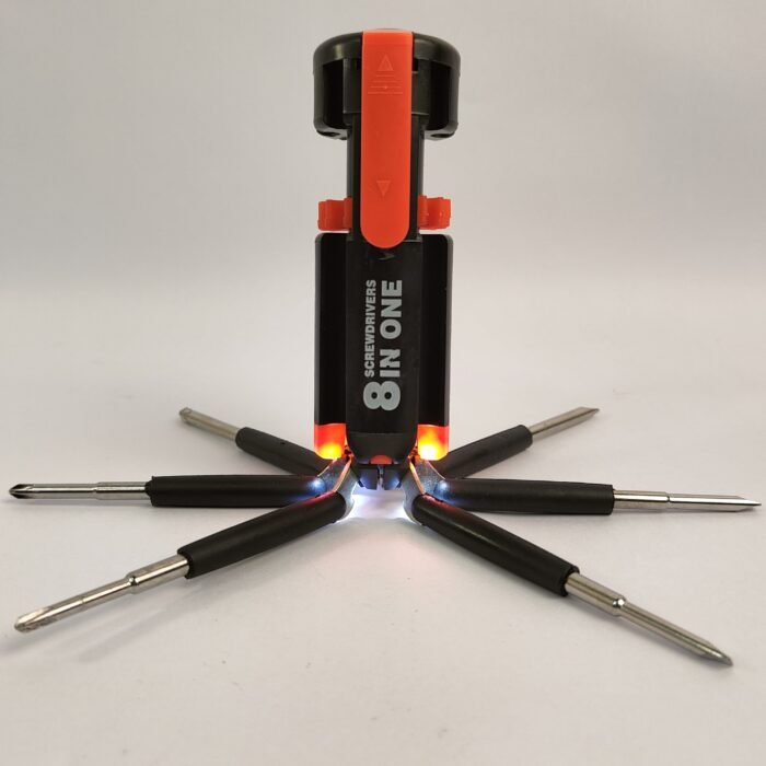 8-in-1 screwdriver set  multi screwdriver tool  screwdriver with LED light  LED torch screwdriver  portable repair tool kit  emergency tool kit - Image 3
