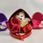 Heart Shape Teddy Bear Gift with Artificial Rose | Romantic Love Gift Set for Girlfriend, Wife & Valentine | I Love You Teddy Flower