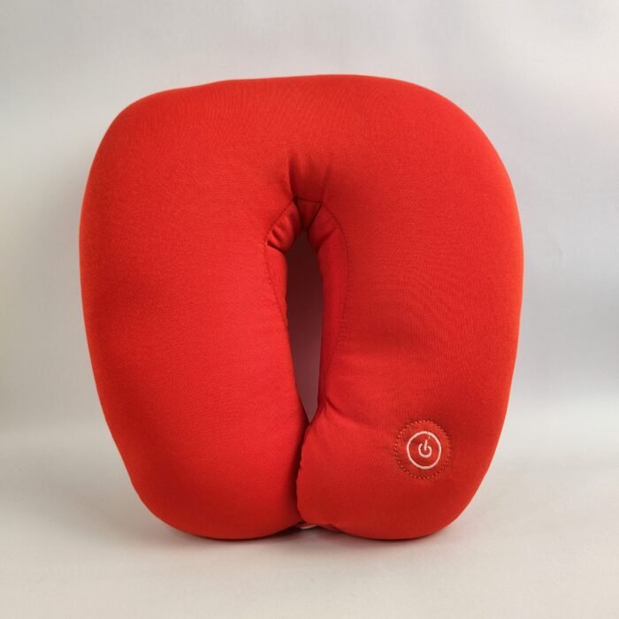 Electric Neck Massage Cushion Pillow | Battery Powered Neck Massager with Vibration | Soft Comfort Fabric Travel Massage Pillow for Neck Pain Relief - Image 1