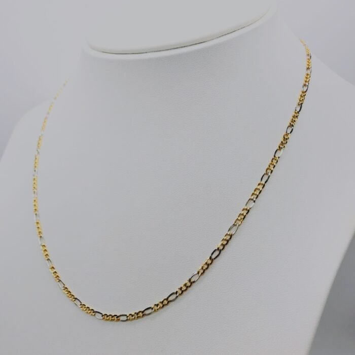 Two-Tone Figaro Chain Necklace for Men & Women | Gold & Silver Stainless Steel Chain - Image 1