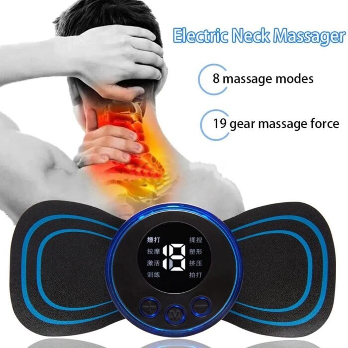 Mini Electric Massager TENS Therapy | Butterfly Muscle Stimulator with Digital Display | Portable Body Massage Pad for Neck, Back, Shoulder & Pain Relief - Image 1