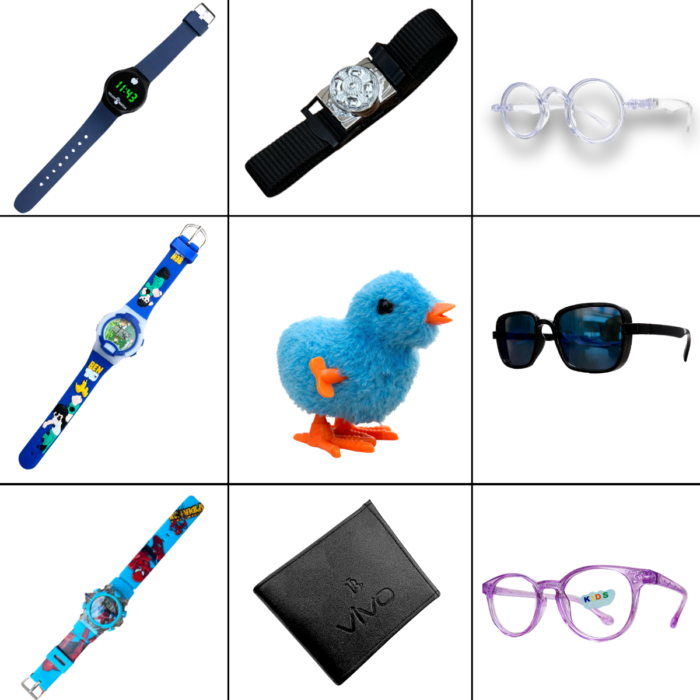 9 in 1 Baby Combo – 3 Stylish Watch+3 Premium Glasses+1 Wallet+1 Auto Lock Belt+1 Wind-Up Chicken Toy - Image 1