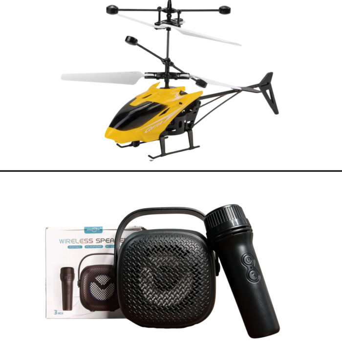 2 in 1 Baby Combo – Mic Speaker+Remote Control Helicopter Toy - Image 1