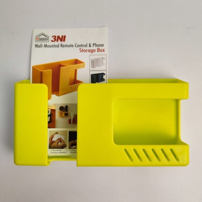 3 in 1 Wall Mounted Remote Control & Mobile Storage Box | Adhesive No-Drill Phone Holder | TV AC Remote Organizer for Home & Office - Image 1