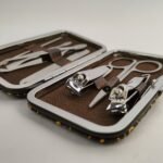 7 Pcs Stainless Steel Manicure Pedicure Set | Nail Cutter Kit with Nail Clipper (Large/Small), Scissors, Tweezers, File, Cuticle Pusher & Ear Pick | Vintage Travel Case | Men & Women