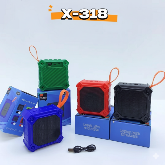 X-318 Portable Wireless Bluetooth Speaker | LOUD Bass Outdoor Mini Speaker with IPX5 | Rechargeable Travel Music Player with USB/TF Card Support & Carry Strap - Image 2