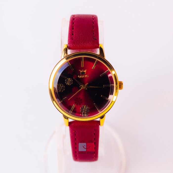 Elegant Floral Ladies Watch Leather Strap Quartz Stylish Design - Image 2