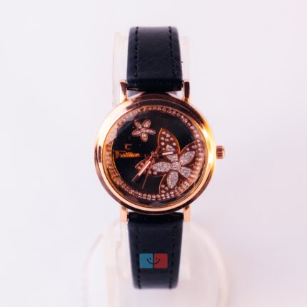 Elegant Floral Ladies Watch Leather Strap Quartz Stylish Design