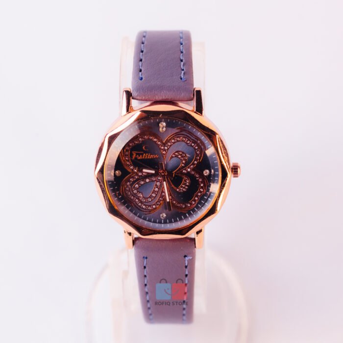 Elegant Floral Ladies Watch Leather Strap Quartz Stylish Design - Image 3