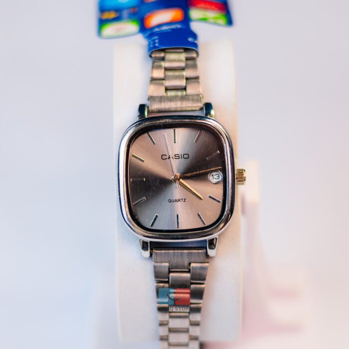 Casio Ladies Square Dial Watch Date Display Quartz Steel Strap - Image 7