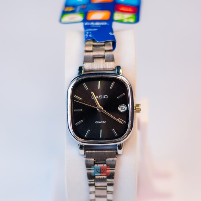 Casio Ladies Square Dial Watch Date Display Quartz Steel Strap - Image 6