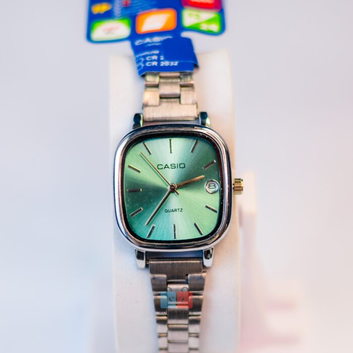 Casio Ladies Square Dial Watch Date Display Quartz Steel Strap - Image 5