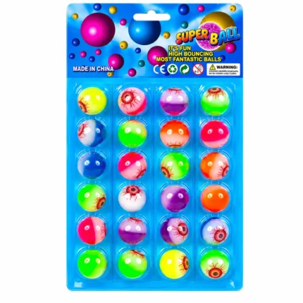 24 Pcs Super Bouncy Ball Set – Colorful Eyeball High Bouncing Balls Kids Fun Toy