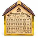 Wooden House Money Saving Box – 10,000 & 20,000 BDT Savings Challenge Piggy Bank with Target Tracker