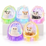 Cute Cat in Basket LED Light – Colorful Decorative Cat Night Light & Kids Room Decor